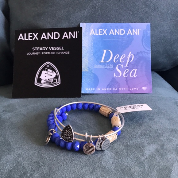 Alex and Ani Jewelry - Alex and Ani Navy Beaded Bangle 2 bracelets set